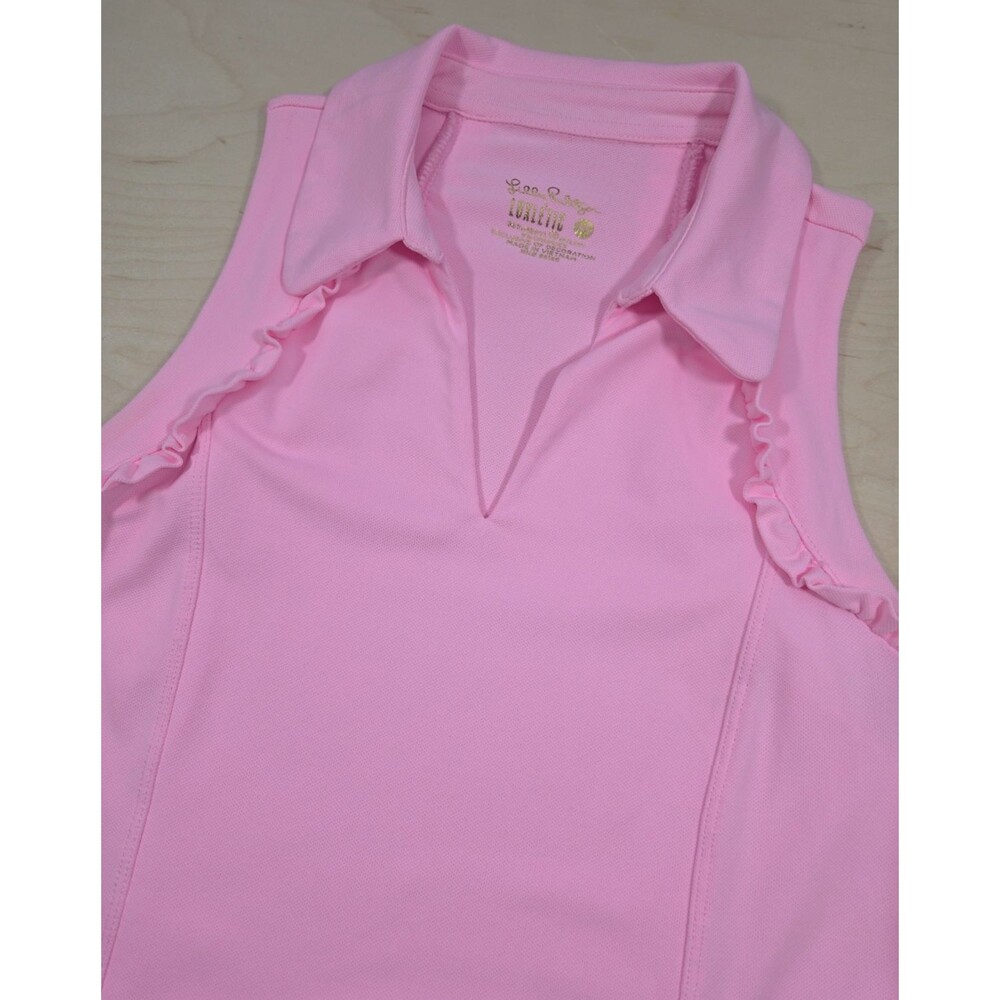 Lilly Pulitzer Luxletic Martina Polo Top XS Mandevilla Baby Pink Golf Tennis